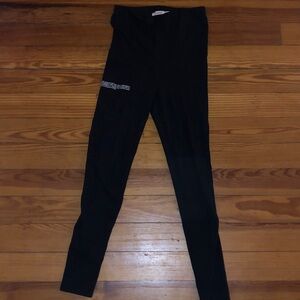 Pangaia Black Leggings with Subtle White Print
